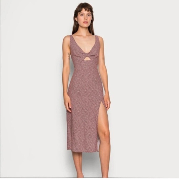 Abercrombie and Fitch TwistFront Midi Cutout Polka Dot Dress - Picture 2 of 4